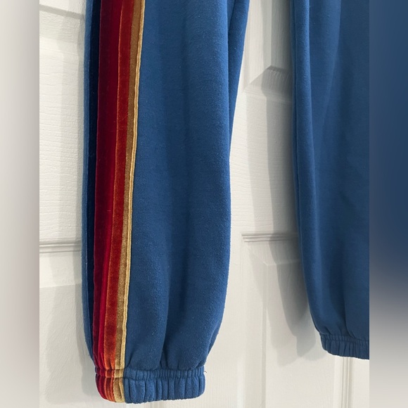 Aviator Nation Double-sided Velvet 5 Stripe Sweatpants - Ocean Blue - Picture 10 of 14